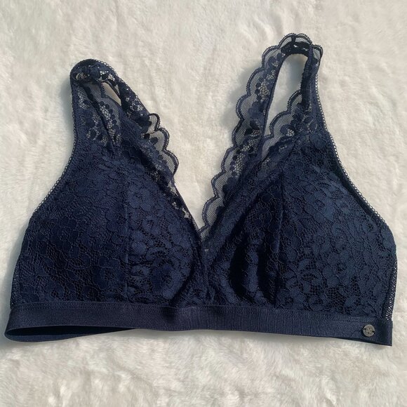 Lucky Brand Other - Lucky Brand Navy Blue Lace Bralette Size L Lightly Padded